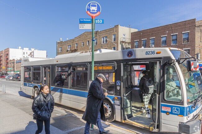 Fort Hamilton counts on several bus lines to interconnect within Brooklyn.