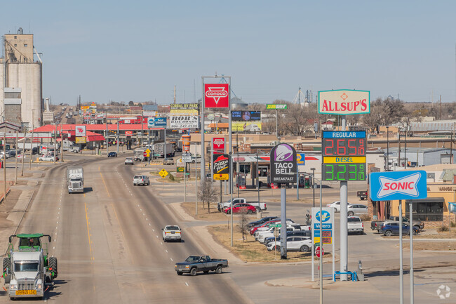 Chain stores and restaurants line major thoroughfares like U.S. 54 in Dalhart.