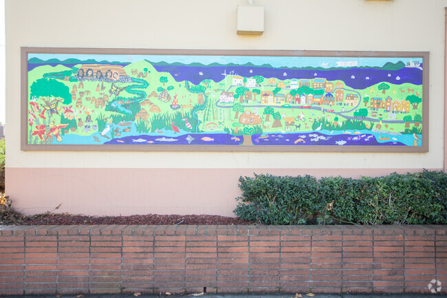 A beautiful mural decorates the entrance of Colonial Acres Elementary School in Hayward.