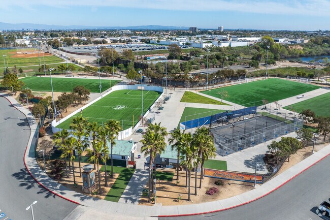 Oak View residents head to the HB Sports Complex.