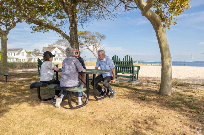 Walker Park and Beach in Brightwaters have pleasant picnic tables in the shade.