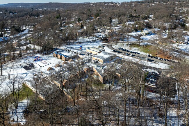An elevated view of the campus at Beechwood School, located in Mountainside, NJ.