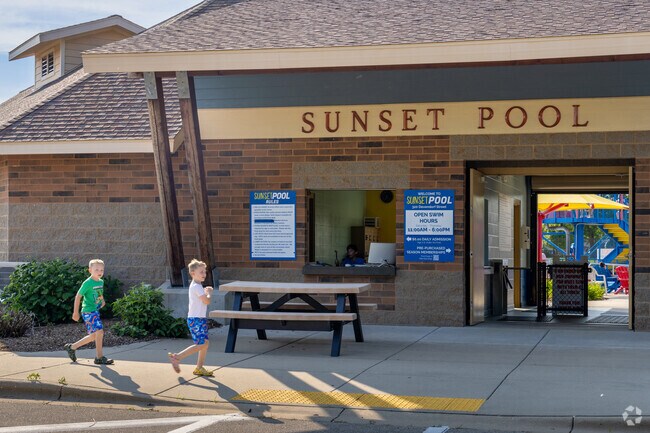 Kids race toward summer fun at Sunset Pool, a family-friendly favorite in Elkhorn, Wisconsin.