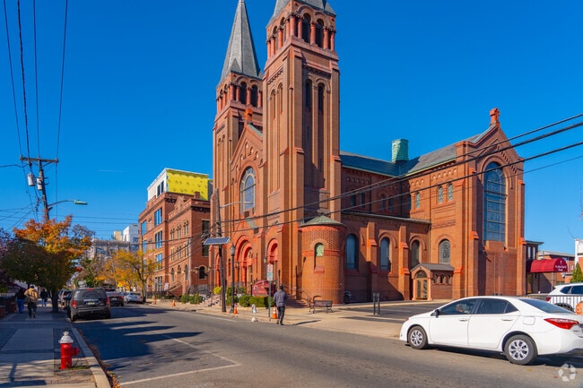 Our Lady of Mt. Carmel in Bayonne is located right next to the 22nd street lightrail.