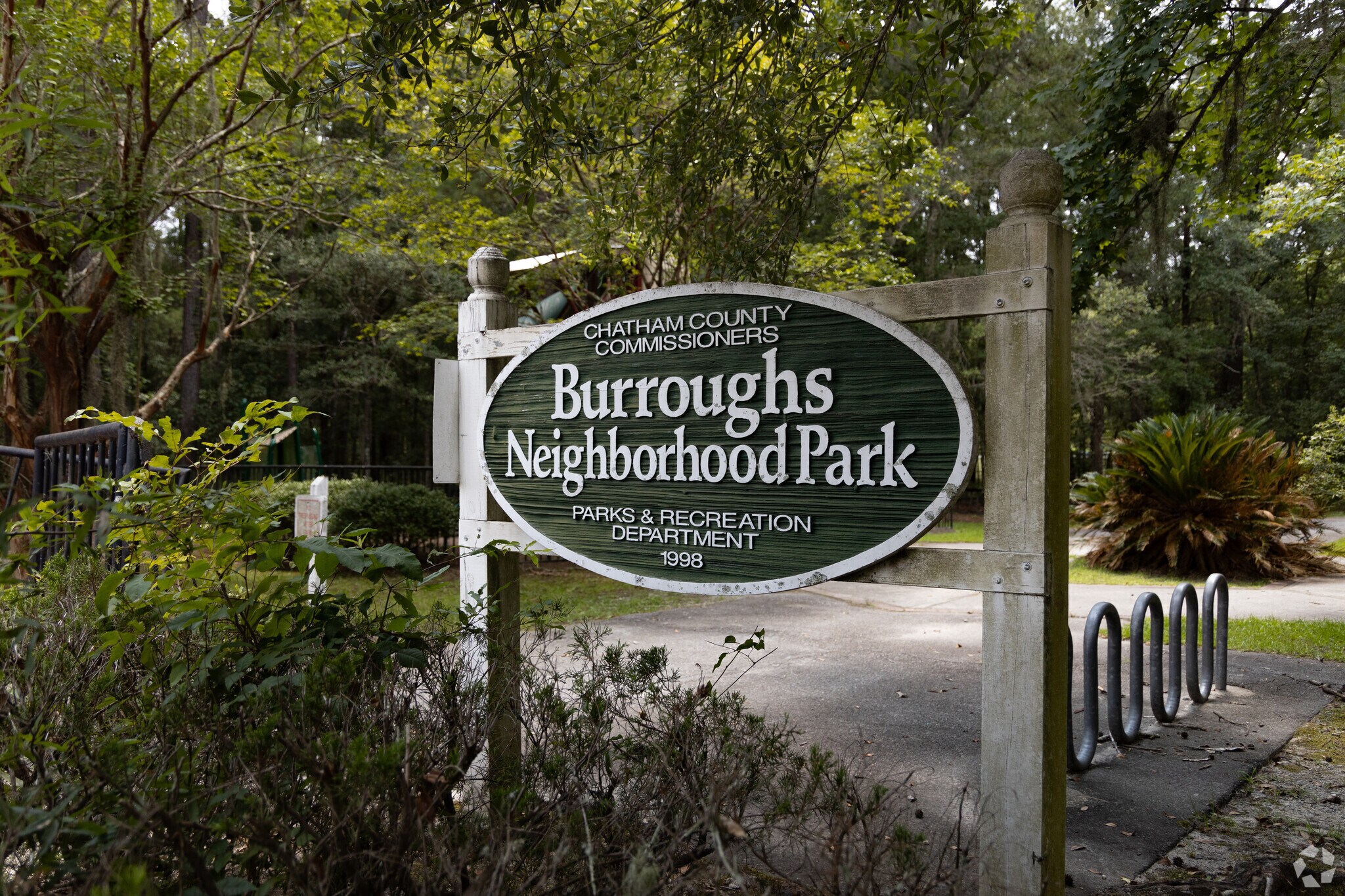 Burroughs Neighborhood Park features a playground and basketball courts.