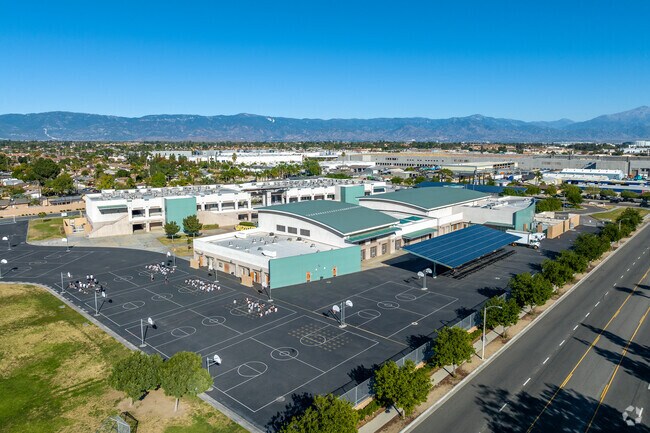 The beautiful campus of Joe Baca Middle includes modern amenities for students.