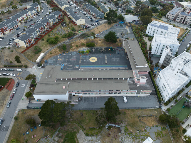 An overhead photo of Malcolm X Academy in San Francisco.
