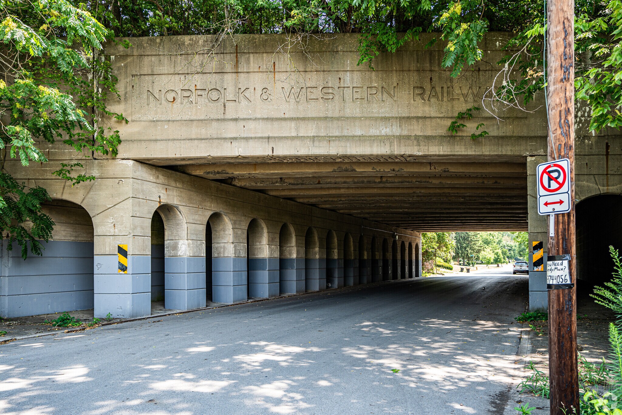 The train line runs along one edge of the Woodland Park neighborhood.