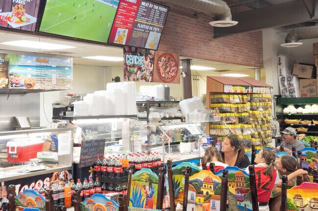 Carniceria Azteca in Castle Canyon Mesa has dining inside the market for ready to order food.