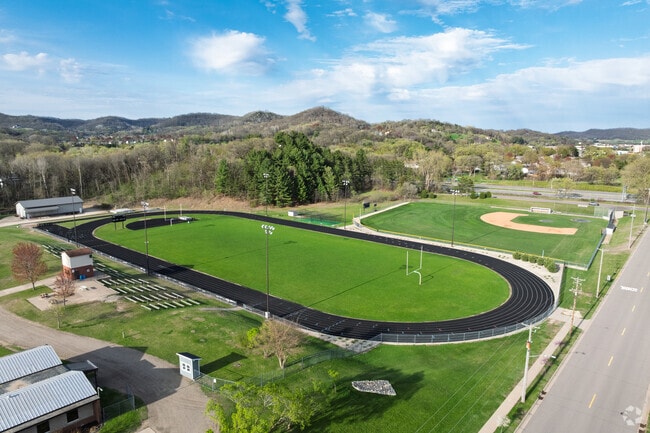 Luther High School has a football field and baseball field on the east side of campus.