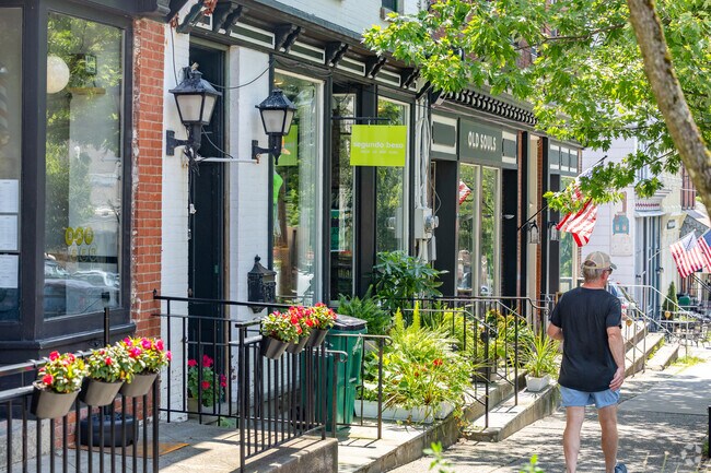 Weekend shoppers browse storefronts in historic Philipstown.