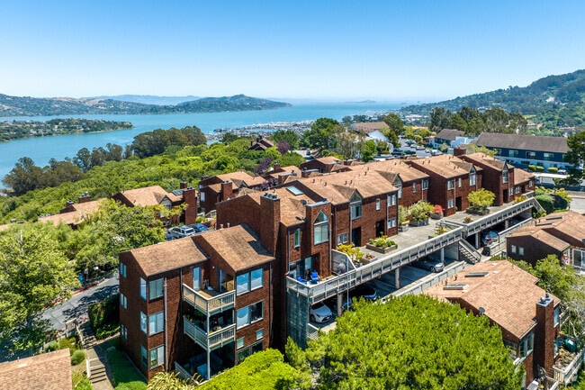 These shingle style condo's  at the top of the hill have great views in Marin City.