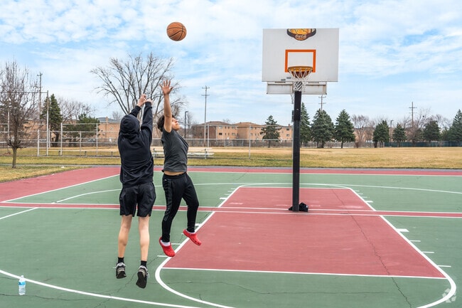 There are great outdoor basketball courts at Freedom Park in Chicago Ridge.