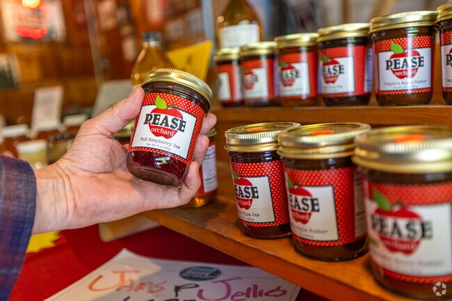 The Pease Orchard is a small family operation with several jars of local jams, honey, and fruit to choose from in Templeton, MA.