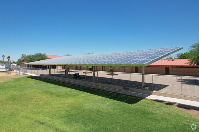 Clarendon Elementary School in central Phoenix have shaded areas of solar panels.