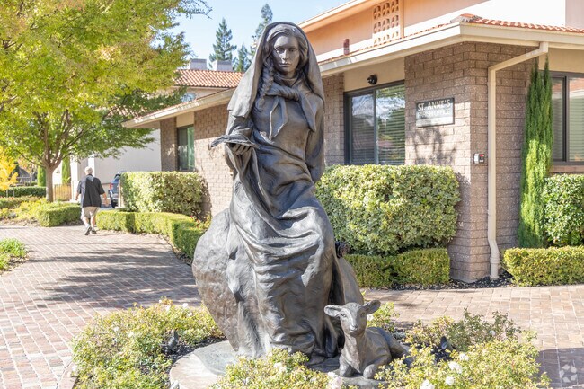 Beautiful sculpture can be found around the campus of Saint Anne's Elementary school.