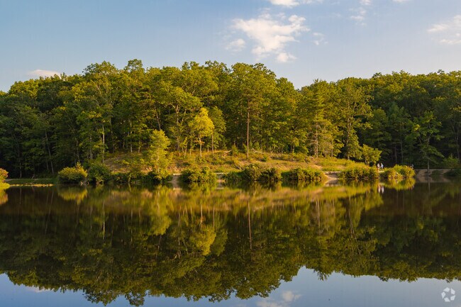 Pandapas Pond is especially beautiful in the fall, with vibrant foliage surrounding the water.