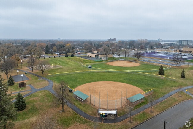 Firehouse Park has multiple sports fields, a playground, and a green space.