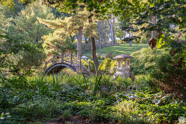 The Japanese Garden lies within the Fabyan Park Forest Preserve, Southwest Central Geneva.