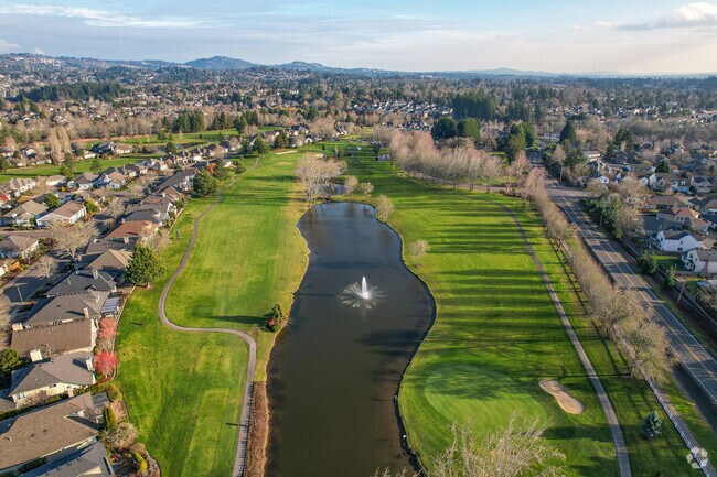 The Claremont neighborhood surrounds a golf course.