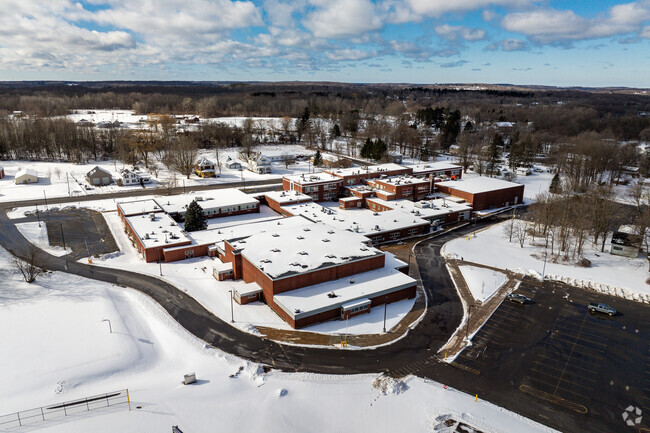 Hannibal High School in Hannibal has a large parking lot for students and faculty.