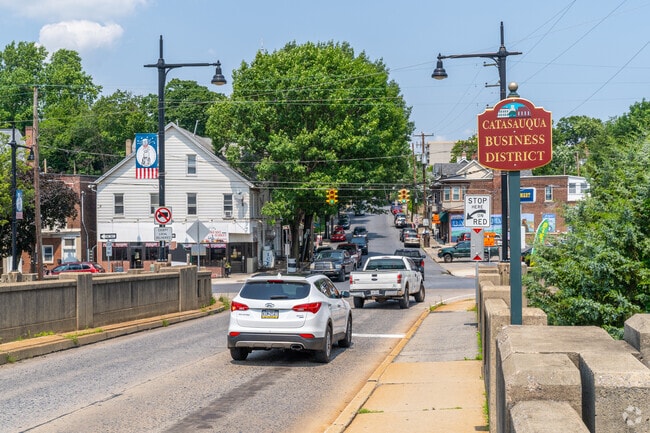 The Pine Street Bridge carries visitors and residents over the Lehigh River into Catasauqua.