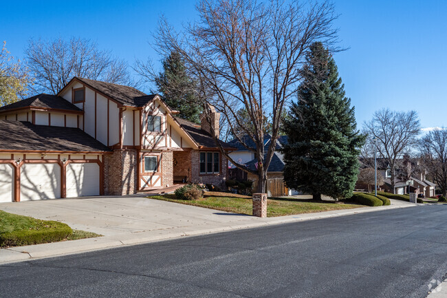 A Tudor home with a three car garage in Oak Crest South, Arvada, Colorado.