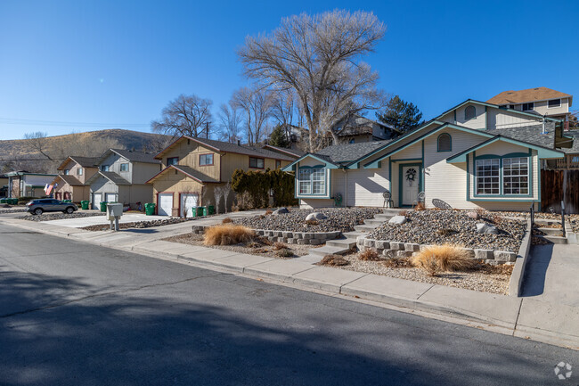 Suburban homes in Carson City feature cozy designs and desert landscaping.