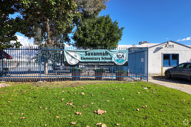 Guard gate for student safety surrounds Savannah Elementary School in Rosemead, Ca.