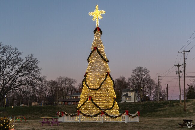 At Christmastime, the town lights a 50-foot tree for its Light Up Charlestown celebration.