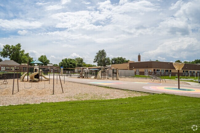 The playgrounds at Pioneer Bilingual Elementary School in Lafayette, Colorado.