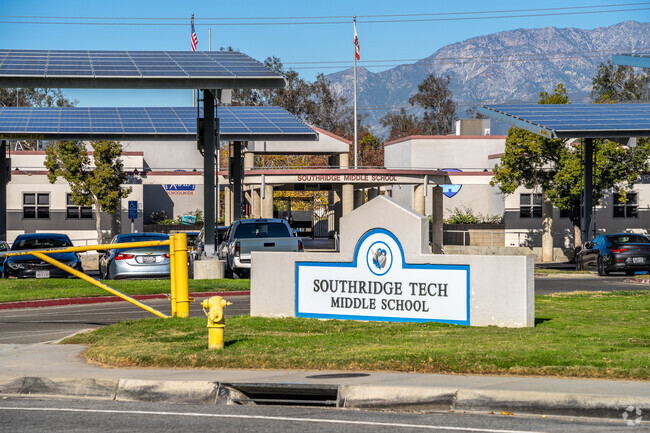 The entrance of Southridge Middle School proudly showcases its name on a prominent signage.