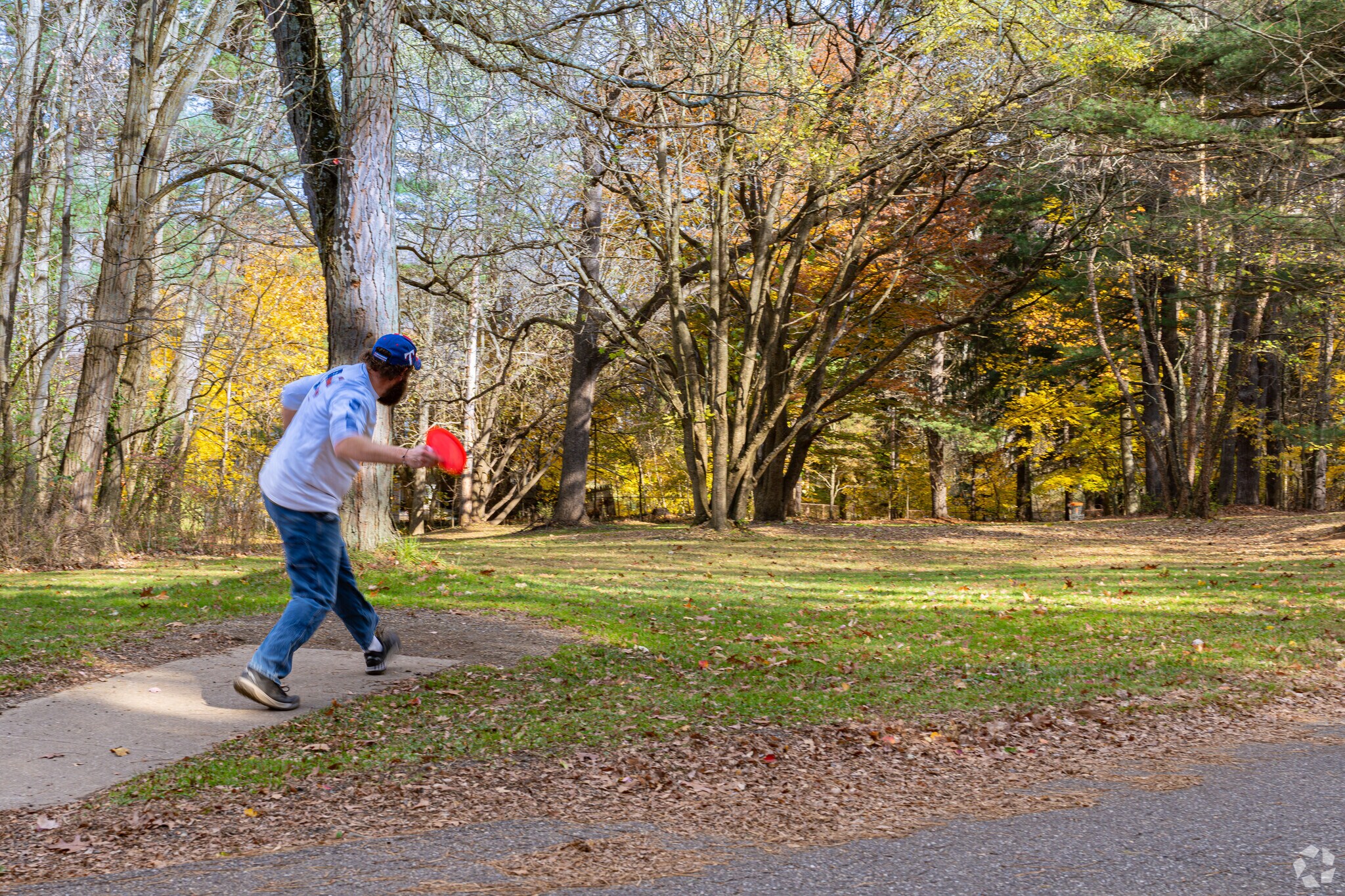 A disc golf enthusiast takes on the course in Lincoln Park in West Massillon.