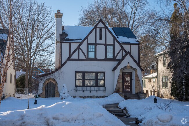 Tudor-style homes in this neighborhood are often found on quiet, secluded streets.