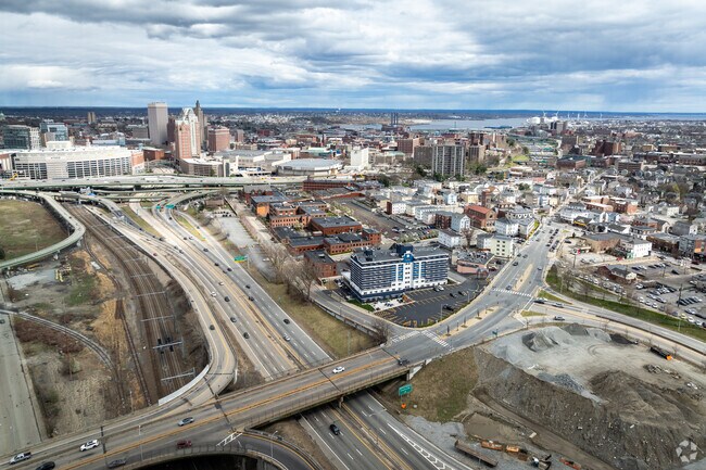 Navigate the urban arteries of Federal Hill, Providence, as RT-6 and RT-10 leading to I-95.