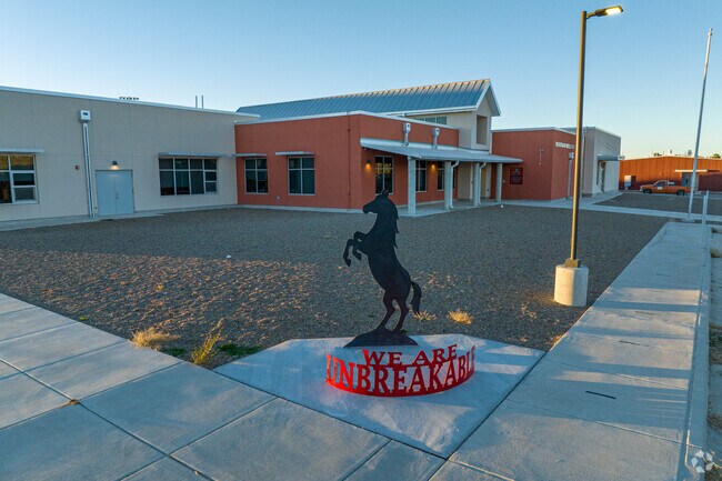 Home of the Mustangs, Mountainair high school stands proud in the middle of it's namesake town.