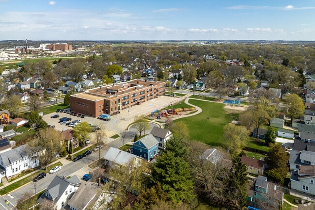 An aerial view of Emerson Elementary in the Emerson East neighborhood.