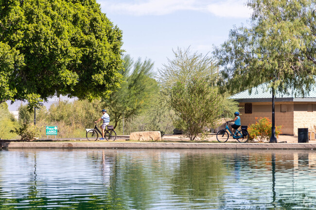 You can take a bike ride with friends around the pond at West Wetlands Park in Picacho Village.