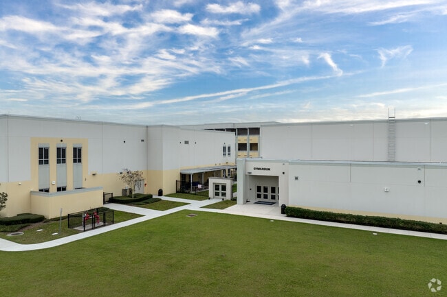 To the west of the entrance, Innovation Middle School features a large indoor gymnasium.