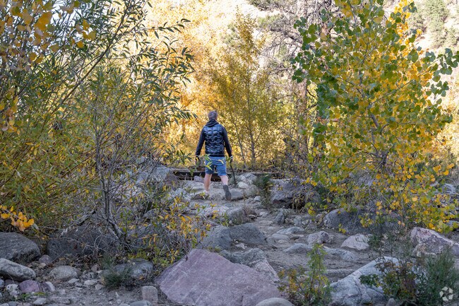 Buckingham Park includes a shade-covered trail, picnic tables off Lefthand Canyon Drive.