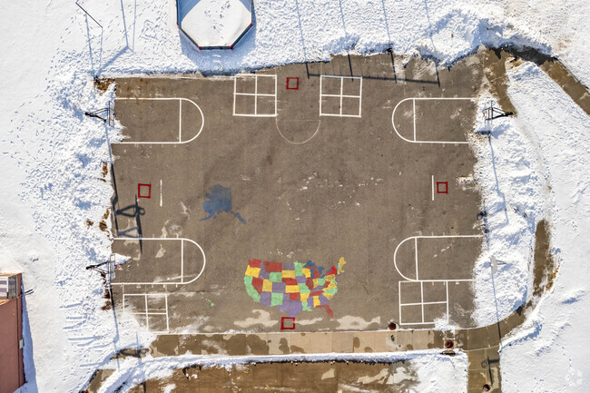 Reagan Elementary School students enjoy learning in a large outdoor space.