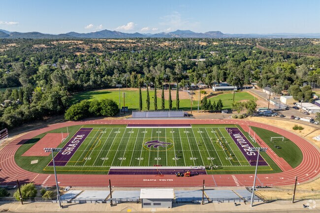 Shasta Plus High School has an excellent football field.