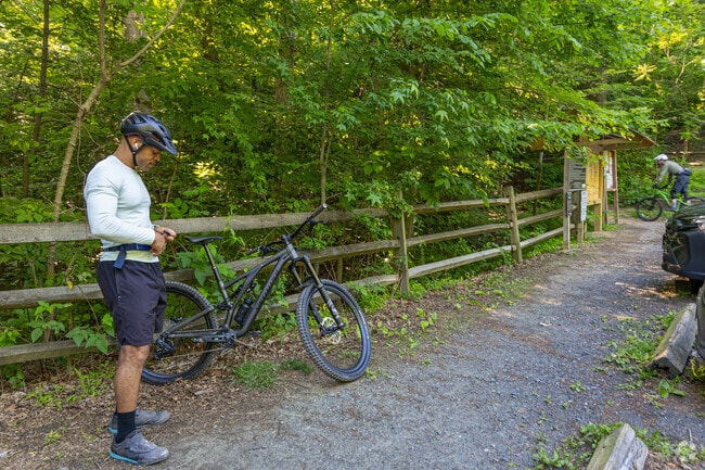 Adrenaline junkies can ride their bikes along the hilly Bacon Ridge Bike Trail in Crownsville.