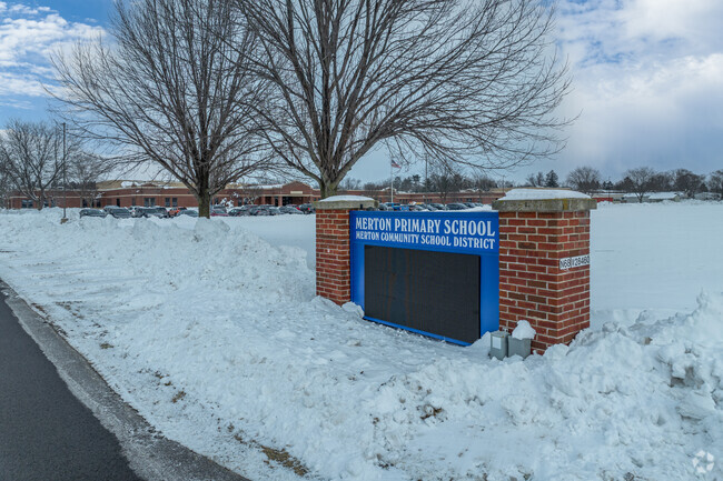 The entrance signage at Merton Primary School.
