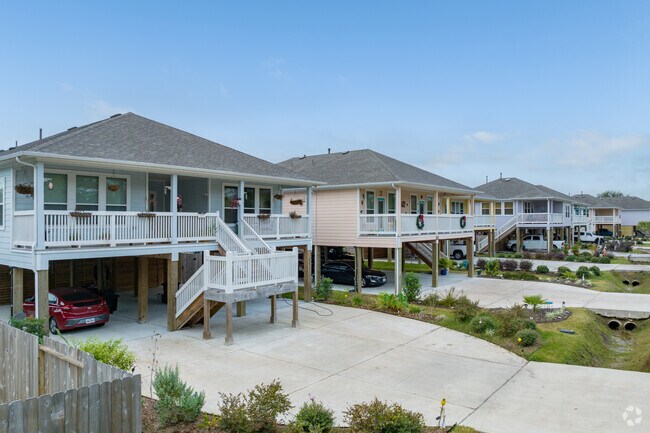 Homes on stilts are quite common in La Porte.