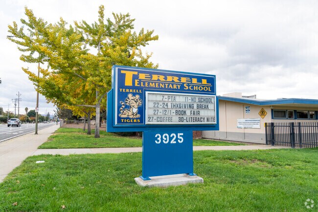 The front building of Terrell Elementary School in San Jose, California.