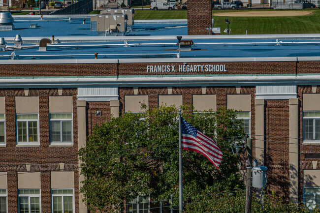 The name of the school shows strong on top of the building.