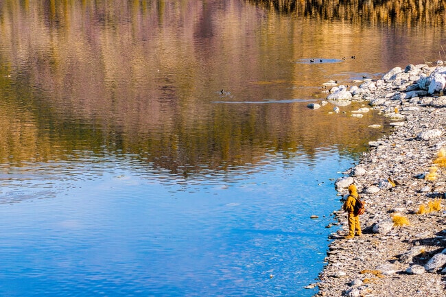 A man fishes as sun begins to set at Eagle Lake near Susanville.
