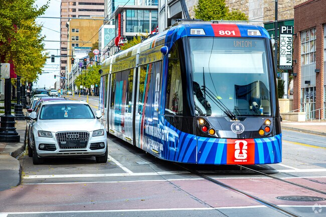 The city train connects the Power & Light District with the River Market.