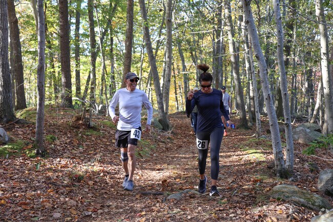 Friends meet up to run together at the Ravenswood Run.